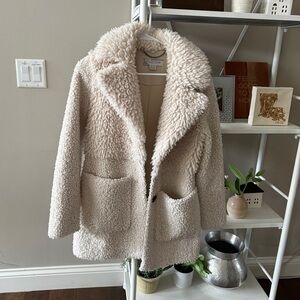 Anthropologie Noize Cream Faux-Shearling Teddy Coat, XS